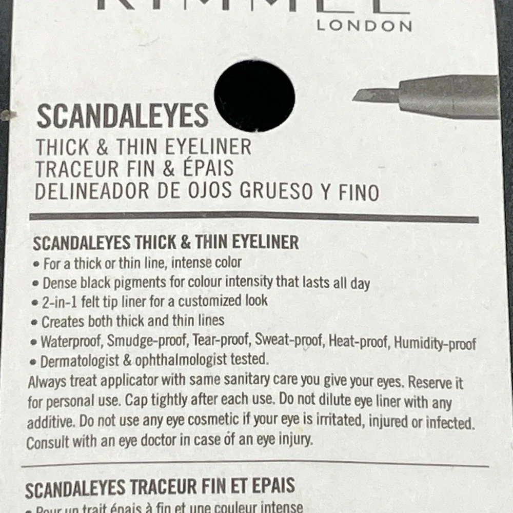 Lot of 3 Rimmel ScandalEyes Thick & Thin Eyeliner 001 Black Sealed